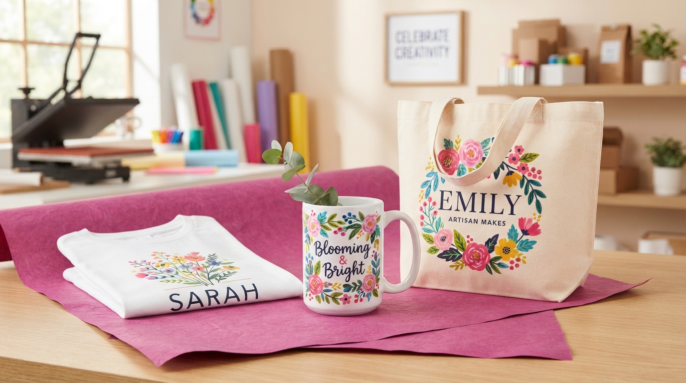Un mug, un t-shirt et un tote bag personnalisés aux couleurs vives